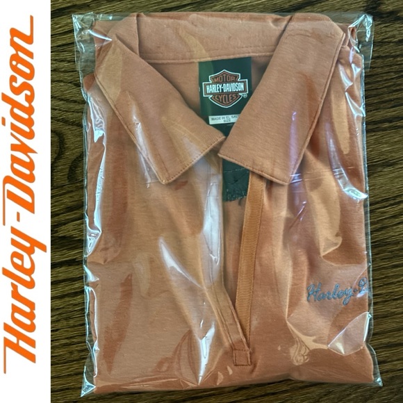 NEW RARE‼️ Harley Davidson V Neck Crop Sleeve Polo - Size L - Picture 4 of 4